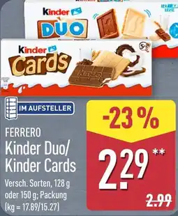 Aldi Nord FERRERO Kinder Duo/ Kinder Cards Angebot