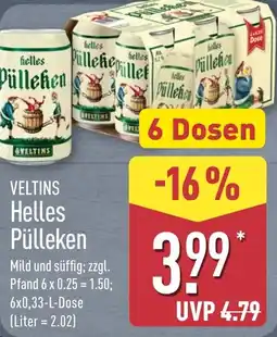 Aldi Nord VELTINS Helles Pülleken 6 Dosen Angebot