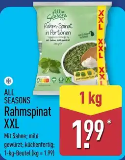Aldi Nord ALL SEASONS Rahmspinat XXL Angebot