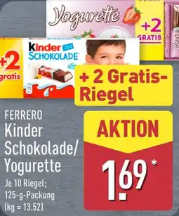 Aldi Nord FERRERO Kinder Schokolade/ Yogurette Angebot