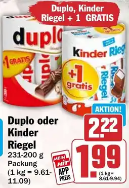 HIT Duplo oder Kinder Riegel Angebot