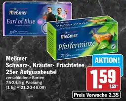 HIT Meẞmer Schwarz, Kräuter Früchtetee 25er Aufgussbeutel Angebot