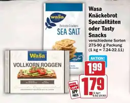 HIT Wasa Knäckebrot Spezialitäten oder Tasty Snacks Angebot