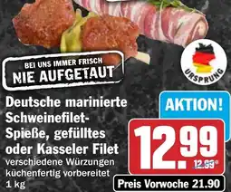 HIT Deutsche marinierte Schweinefilet Spieße, gefülltes oder Kasseler Filet Angebot
