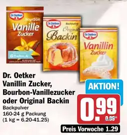 HIT Dr. Oetker Vanillin Zucker, Bourbon-Vanillezucker oder Original Backin Angebot