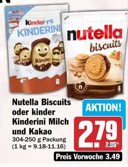 HIT Nutella Biscuits oder kinder Kinderini Milch und Kakao Angebot