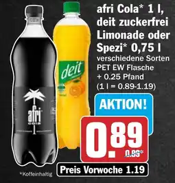 HIT afri Cola deit zuckerfrei Limonade oder Spezi Angebot