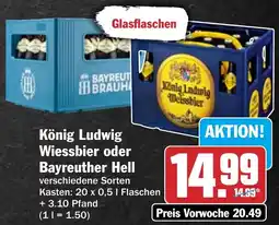 HIT König Ludwig Wiessbier oder Bayreuther Hell Angebot