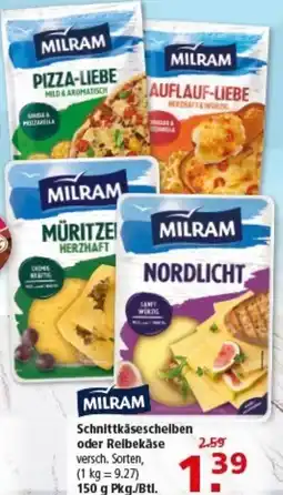 Multi Markt MILRAM Schnittkäsescheiben oder Reibekäse Angebot