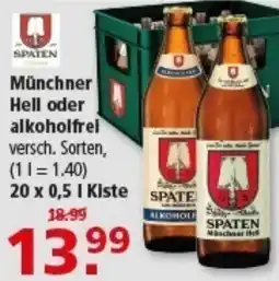 Multi Markt SPATEN Münchner Hell oder alkoholfrel Angebot