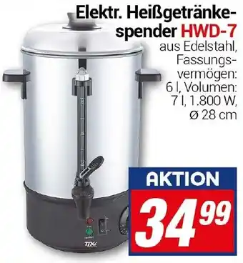 CENTERSHOP Elektr. Heißgetränkespender HWD-7 Angebot