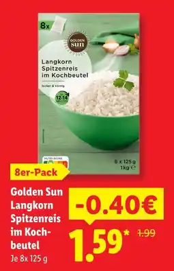 Lidl Golden sun langkorn spitzenreis im kochbeutel Angebot