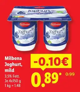 Lidl Milbona joghurt, mild Angebot