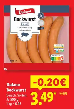 Lidl Dulano bockwurst Angebot