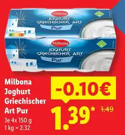 Lidl Milbona joghurt griechischer art pur Angebot