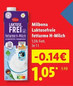 Lidl Milbona laktosefreie fettarme h-milch Angebot
