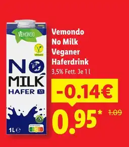 Lidl Vemondo no milk veganer haferdrink Angebot