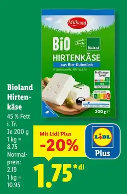 Lidl Milbona bioland hirtenkäse Angebot