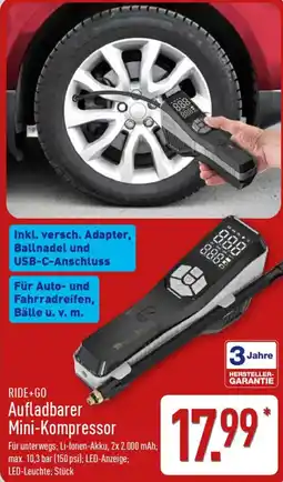 Aldi Nord RIDE+GO Aufladbarer Mini-Kompressor Angebot