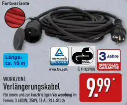 Aldi Nord WORKZONE Verlängerungskabel Angebot