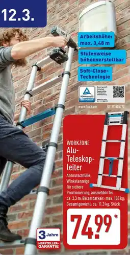 Aldi Nord WORKZONE Alu Teleskopleiter Angebot