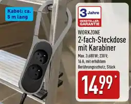 Aldi Nord WORKZONE 2-fach-Steckdose mit Karabiner Angebot