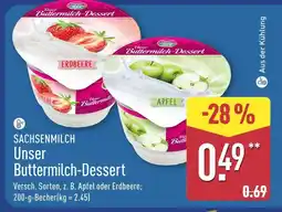 Aldi Nord Sachsenmilch unser buttermilch-dessert erdbeere Angebot
