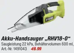 toom Baumarkt RYOBI Akku-Handsauger „RHV18-0" Angebot