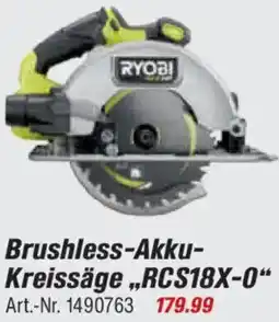 toom Baumarkt RYOBI Brushless-Akku-Kreissäge „RCS18X-0" Angebot