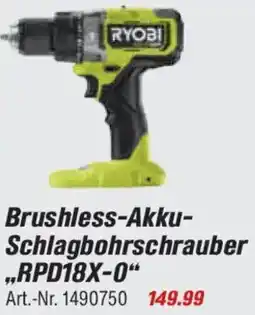 toom Baumarkt RYOBI Brushless-Akku Schlagbohrschrauber ,,RPD18X-0" Angebot