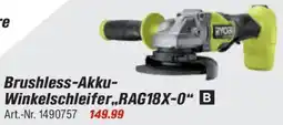 toom Baumarkt RYOBI Brushless-Akku Winkelschleifer ,,RAG18X-0" Angebot
