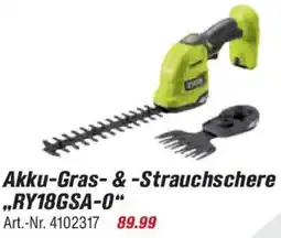 toom Baumarkt RYOBI Akku-Gras- & Strauchschere ,,RY18GSA-0" Angebot