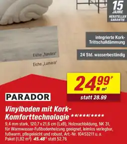 toom Baumarkt PARADOR Vinylboden mit Kork Komforttechnologie Angebot