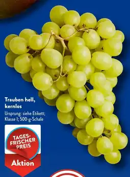 Aldi Süd Trauben hell, kernlos Angebot