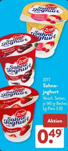 Aldi Süd ZOTT Sahne joghurt Angebot