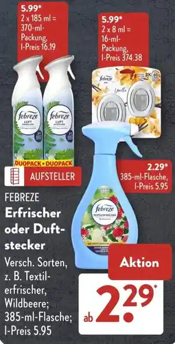 Aldi Süd FEBREZE Erfrischer oder Duftstecker Angebot