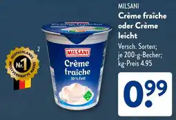 Aldi Süd MILSANI Crème fraîche oder Crème leicht Angebot