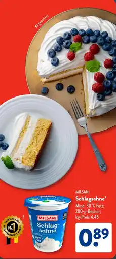 Aldi Süd MILSANI Schlagsahne Angebot