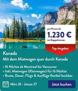 Aldi Süd Kanada Mit dem Mietwagen quer durch Kanada Angebot