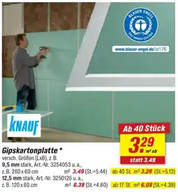 toom Baumarkt KNAUF Gipskartonplatte Angebot