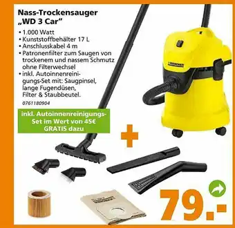 Globus Baumarkt Nass-trockensauger „wd 3 Car“ Angebot