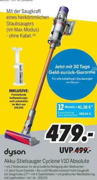 MEDIMAX Dyson Akkui-stielsauger Cyclone V10 Absolute Angebot