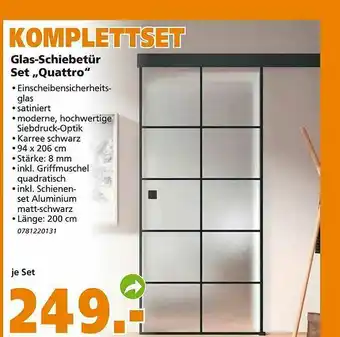 Globus Baumarkt Glas-schiebetür Set „quattro“ Angebot