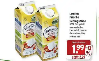 Wasgau Landliebe Frische Schlagsahne Angebot