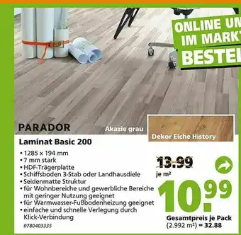 Globus Baumarkt Parador Laminat Basic 200 Angebot