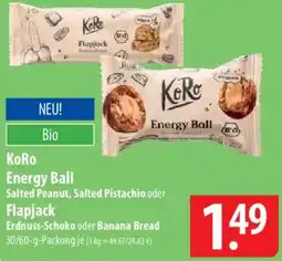 Famila Nord Ost KoRo Salted Peanut, Salted Pistachio oder Flapjack Erdnuss-Schoko oder Banana Bread Angebot
