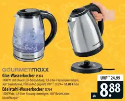 Famila Nord Ost GOURMETmaxx Glas-Wasserkocher 15174 oder Edelstahl-Wasserkocher 13704 Angebot