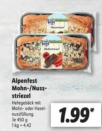 Lidl Alpenfest Mohn, Nuss Striezel Angebot