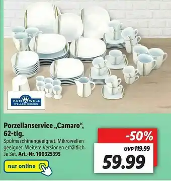 Lidl Porzellanservice „camaro” 62-tlg Van Well Angebot