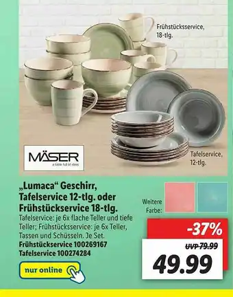 Lidl „lumaca” Geschirr Tafelservice 12-tlg Oder Frühstückservice 185-tlg Angebot